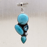 Natural Larimar Silver Pendant