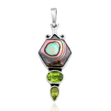 Natural Abalone Shell Gemstone 925 Sterling Silver Designer Pendant