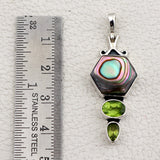 Natural Abalone Shell Gemstone 925 Sterling Silver Designer Pendant