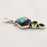 Natural Abalone Shell Gemstone 925 Sterling Silver Designer Pendant