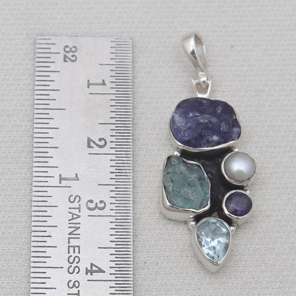 Multi Stone Silver Pendants
