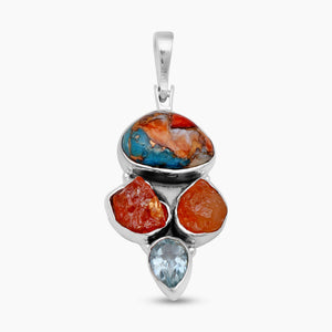 Turquoise Spiny Oyster Silver Pendants