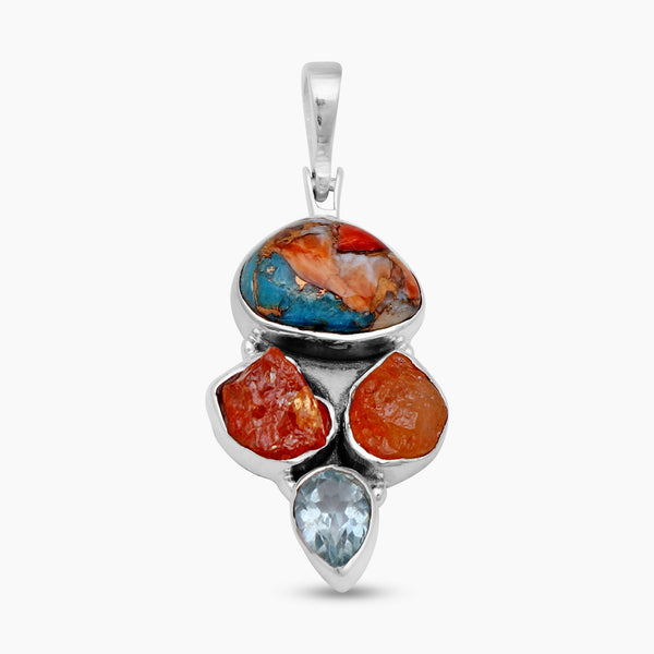 Turquoise Spiny Oyster Silver Pendants