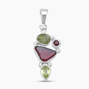 Garnet & Peridot Silver Pendants