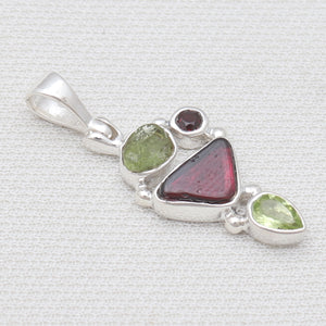 Garnet & Peridot Silver Pendants