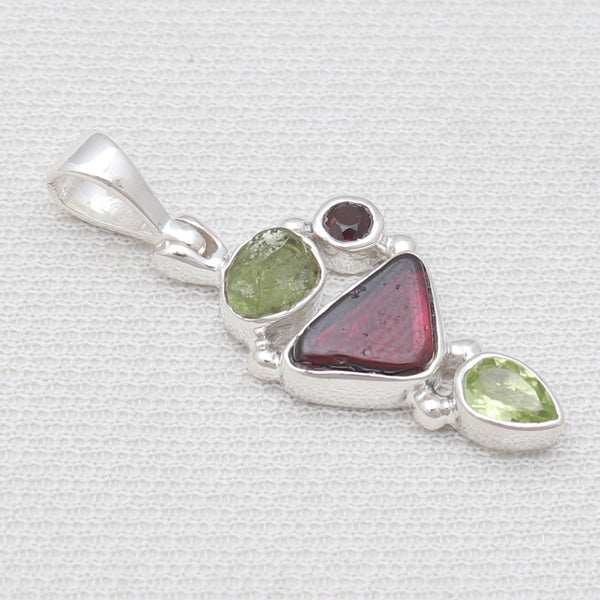 Garnet & Peridot Silver Pendants