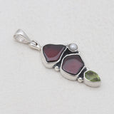 925 Sterling Silver Natural Garnet Pendants