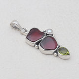 925 Sterling Silver Natural Garnet Pendants