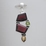 Garnet With Multistone Silver Designer Pendants