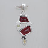 Garnet With Multistone Silver Designer Pendants
