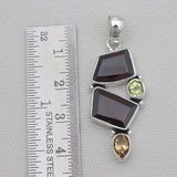Garnet With Multistone Silver Designer Pendants
