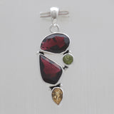 Garnet With Multistone Silver Designer Pendants