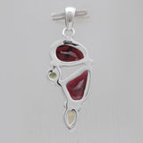 Garnet With Multistone Silver Designer Pendants