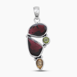 Garnet With Multistone Silver Designer Pendants