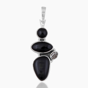 Natural Black Onyx Silver Pendants
