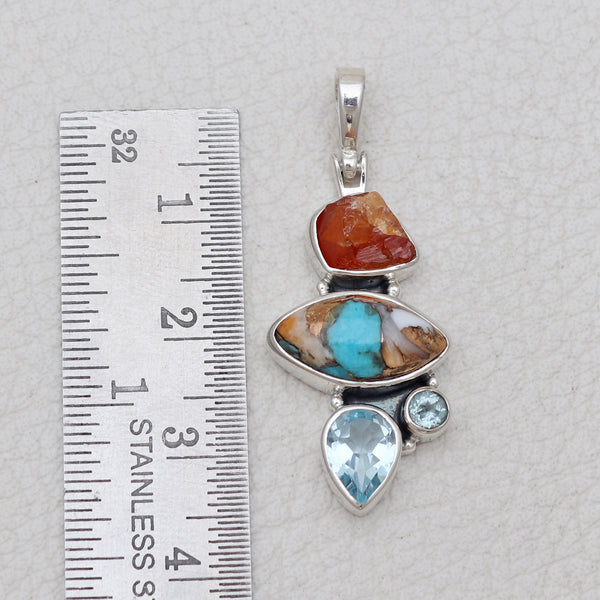 Turquoise Spiny Oyster Silver Pendants