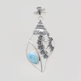 925 Sterling Silver Larimar Conch Pendants