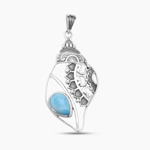 925 Sterling Silver Larimar Conch Pendants