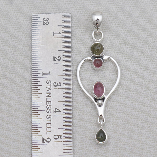Multicolor Tourmaline Silver Pendants