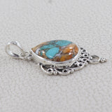 Blue Lace Agate Gemstone Silver Pendant