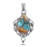 Blue Lace Agate Gemstone Silver Pendant