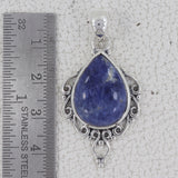 Blue Lace Agate Gemstone Silver Pendant