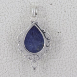 Blue Lace Agate Gemstone Silver Pendant