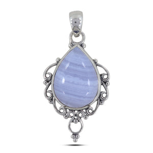 925 Silver Blue Lace Agate Pendants