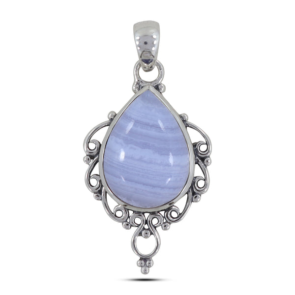 925 Silver Blue Lace Agate Pendants