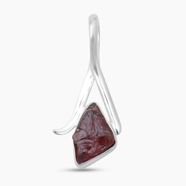 925 Sterling Silver Raw Garnet Pendants