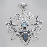925 Sterling Silver Labradorite Lotus Pendants