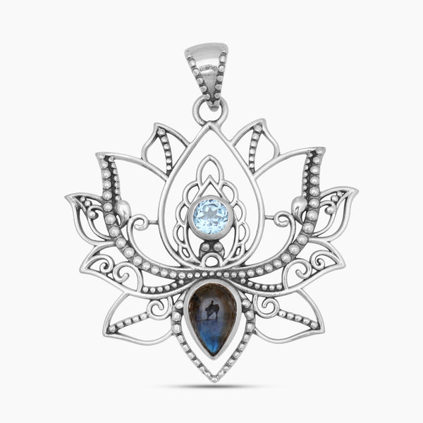 925 Sterling Silver Labradorite Lotus Pendants