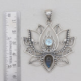 925 Sterling Silver Labradorite Lotus Pendants