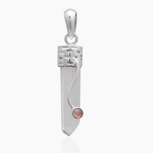 Pencil Point Crystal Silver Pendants
