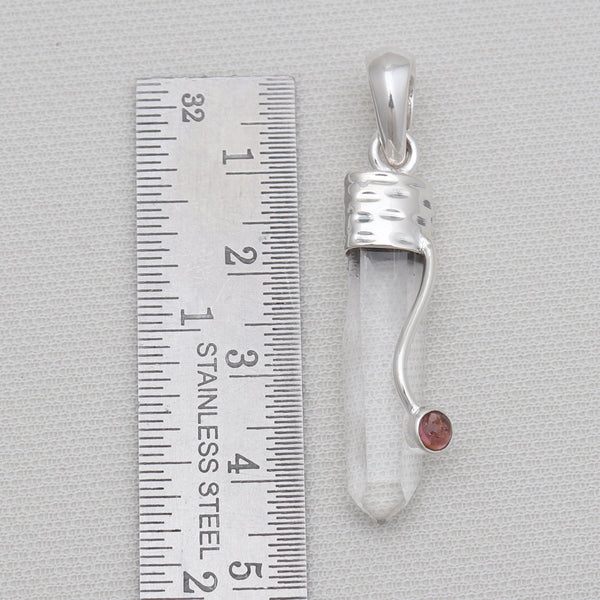 Pencil Point Crystal Silver Pendants