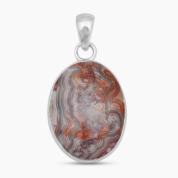 Crazy Lace Agate Silver Plain Pendants