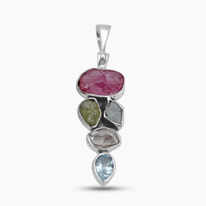 Rough Multistone Silver Designer Pendants