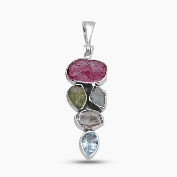 Rough Multistone Silver Designer Pendants