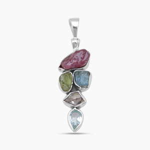 Rough Multistone Silver Designer Pendants