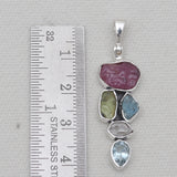 Rough Multistone Silver Designer Pendants