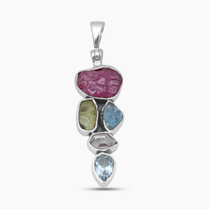 Rough Multistone Silver Designer Pendants