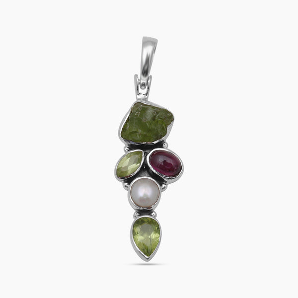 Natural Peridot Silver Pendants