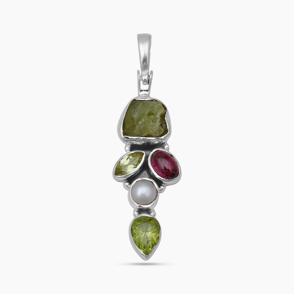 Natural Peridot Silver Pendants