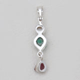 Natural Pearl, Emerald & Ruby Silver Pendants