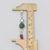 Natural Pearl, Emerald & Ruby Silver Pendants