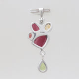 Garnet With Multistone Silver Drop Pendants