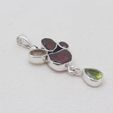 Garnet With Multistone Silver Drop Pendants
