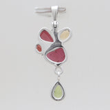 Garnet With Multistone Silver Drop Pendants