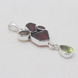 Garnet With Multistone Silver Drop Pendants