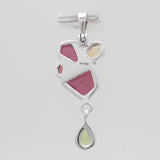 Garnet With Multistone Silver Drop Pendants